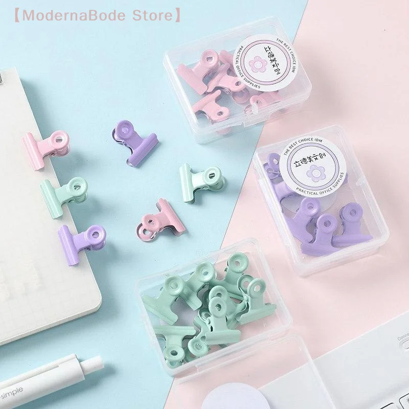 【M】8PCS/Set Multiple Colors Vintage Metal Paper Clip Binder Clips Grip Clamps Ticket Paper Document Office School Stationery