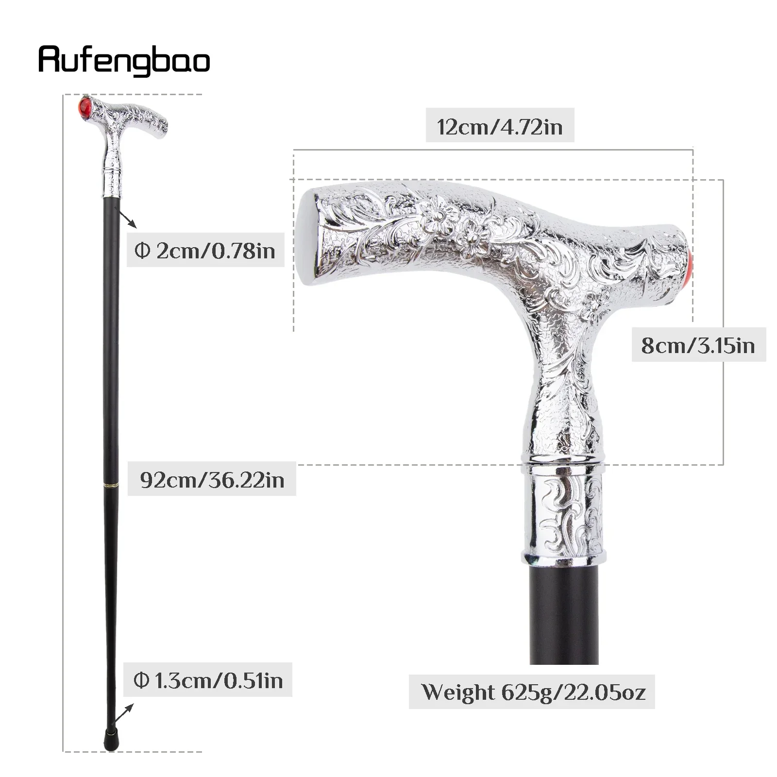 Red Diamond White Flower Ball Fashion Stick  Stage Cane Decorative Stick Cane Halloween Cosplay And Parties, For Cosplay & Party