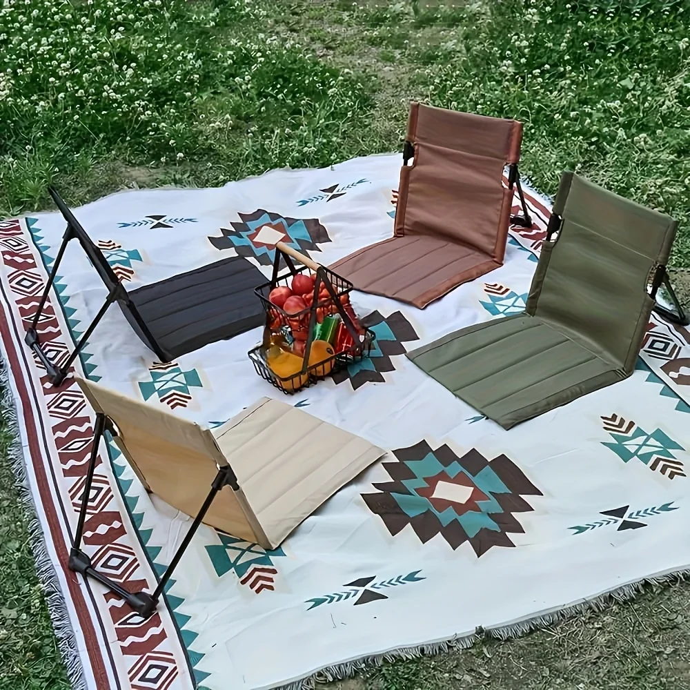 

1pc Ultralight Portable Outdoor Folding Chair with Backrest - Lightweight Aluminum Frame, Ideal for Camping, Beach, Park Picnics