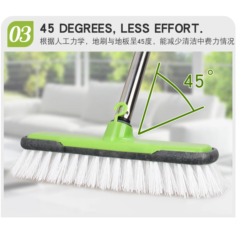Floor Cleaning Brushes with Long Steel  Handle-47" Bristle Brush Tile Brush  for Cleaning Bathroom,Kitchen,Wall Tile and Outdoor image 2