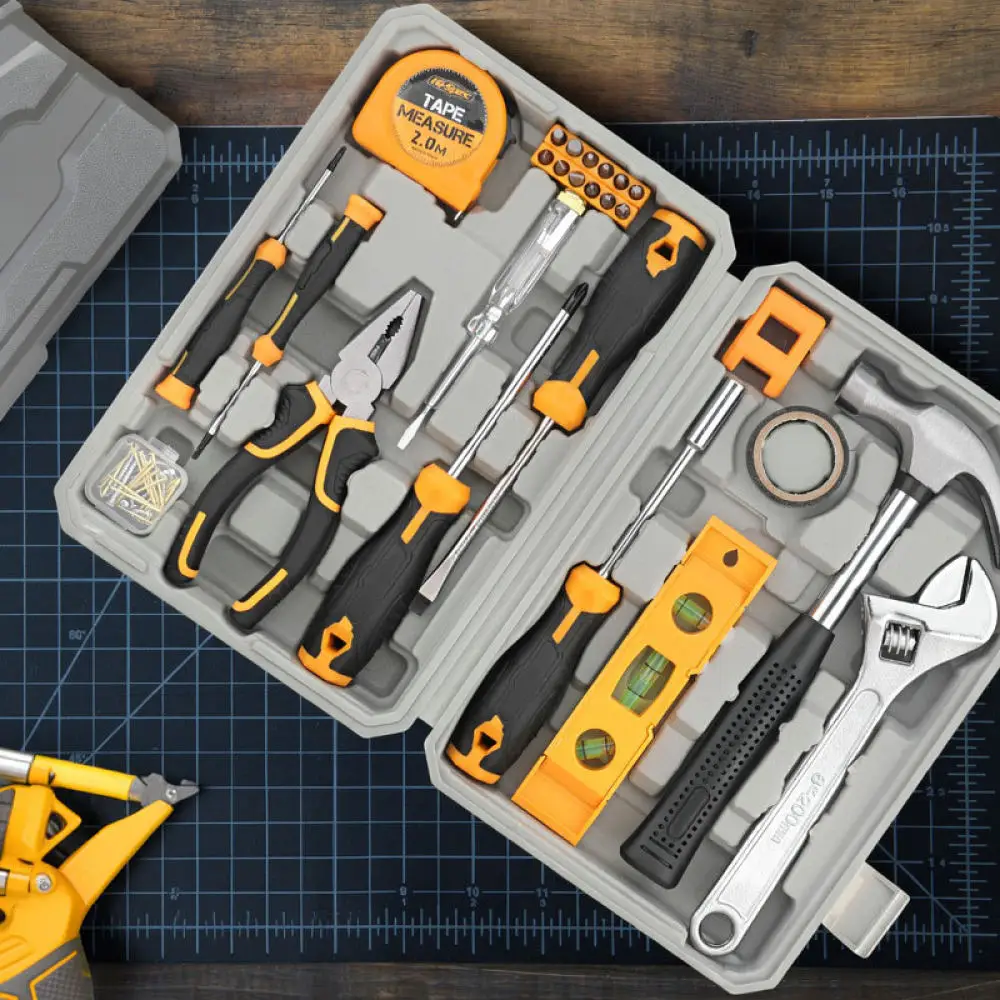 Durable Hand Tool Set For Hi-Spec Chrome Vanadium Alloy Steel Hardware Repair Kit Essential Maintenance Gear Organizer Box