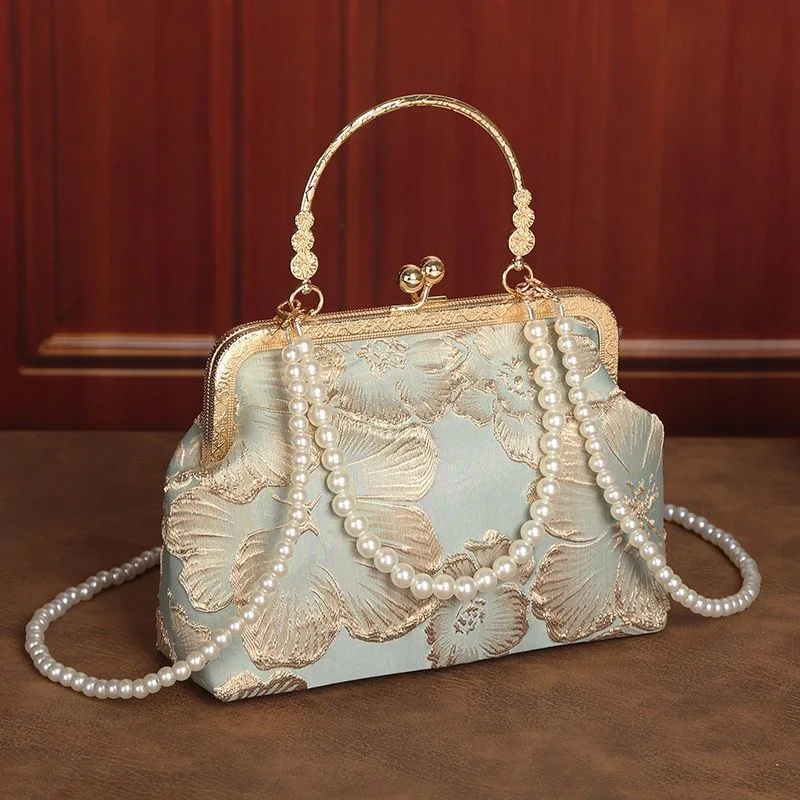 Oriental Embroidery Women Bag Retro Clasp Purse Vintage Handbag Traditional Crossbody Bag For Daily Party Casual Use