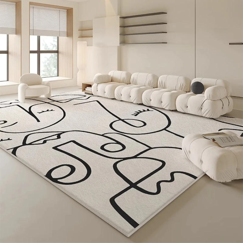 White Black Striped Carpet Minimalist Luxury Decoration Living Room Carpets Comfortable Soft Bedroom Rugs Easy Clean Sofa Rug