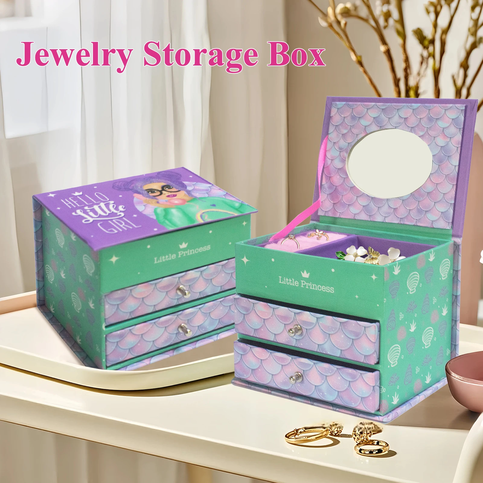 قطعة واحدة منظم مجوهرات مع درج للخواتم والأقراط والقلائد والأساور وما إلى ذلك. عيد الأم، عيد الحب، هدية عيد ميلاد #5