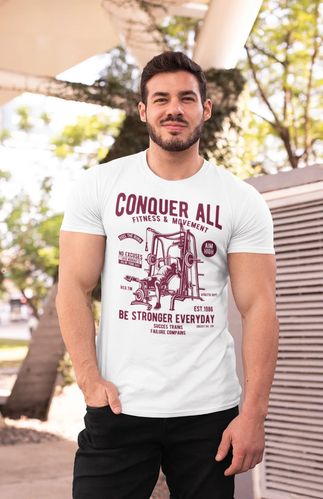 Conquer All Movement Gym, levantamiento de pesas, camiseta de entrenamiento de pesas, ejercicio