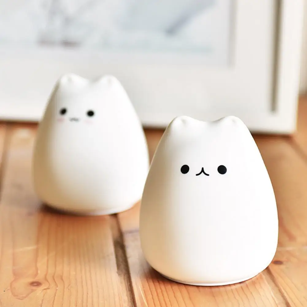 Night Lamp Powered Adorable Appearance Non-Glaring Silicone Funny Cat LED Night Light Desktop Lamp Decor for Home