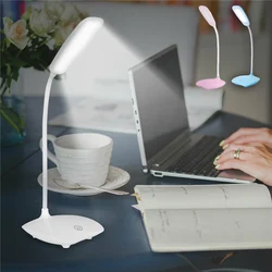 Lâmpada de mesa leds usb toque luz da noite stepless escurecimento desk luz proteção para os olhos aprendizagem multi-função suporte caneta titular