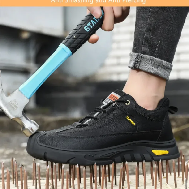 

anti smash working shoes leather work shoes waterproof safety shoes with iron toe anti puncture anti-slip work boots for men