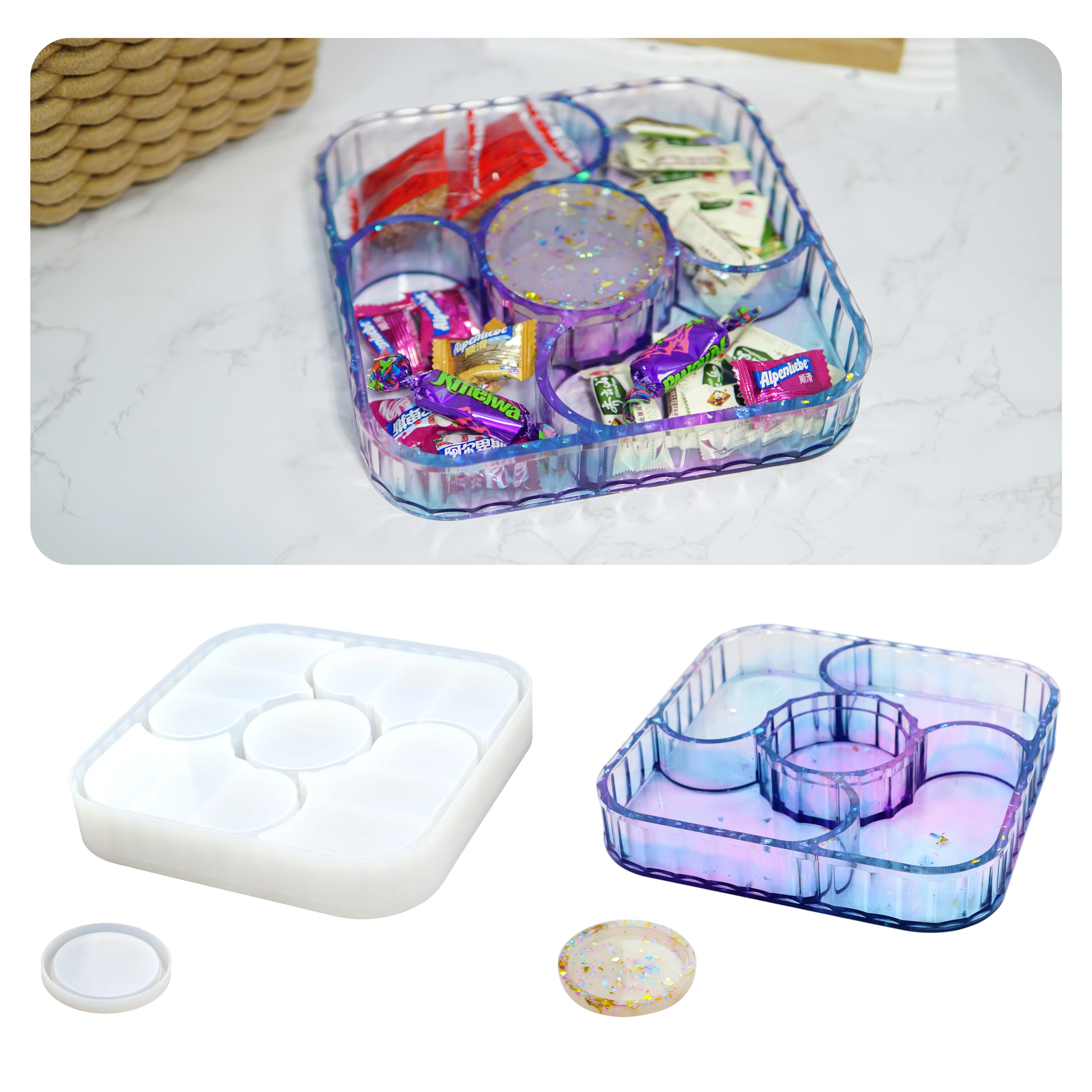 diy Fruit Storage Partition Plate Glue Mold Table Creative Fruit Plate Storage Box