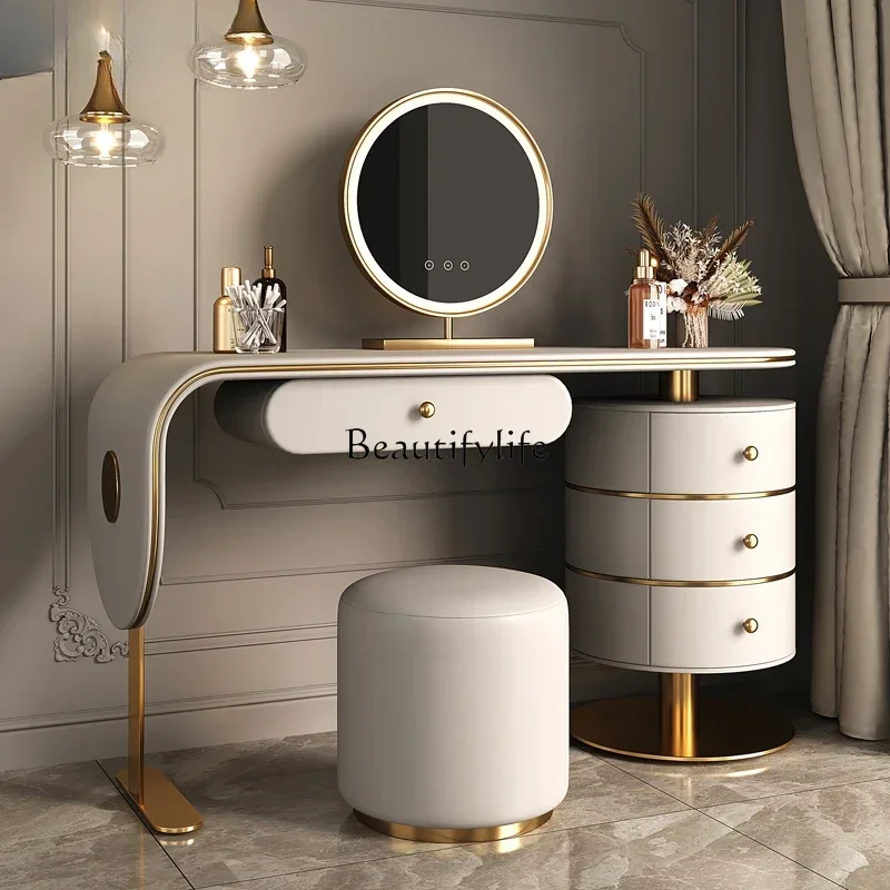 

09Light high-end bedroom modern simple desk chest integrated master solid wood makeup table