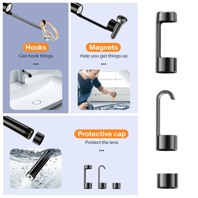 Wireless Endoscope for Automotive Inspection Semi-Rigid Flexible Waterproof Single & Dual WiFi Borescope Camera For Android IOS