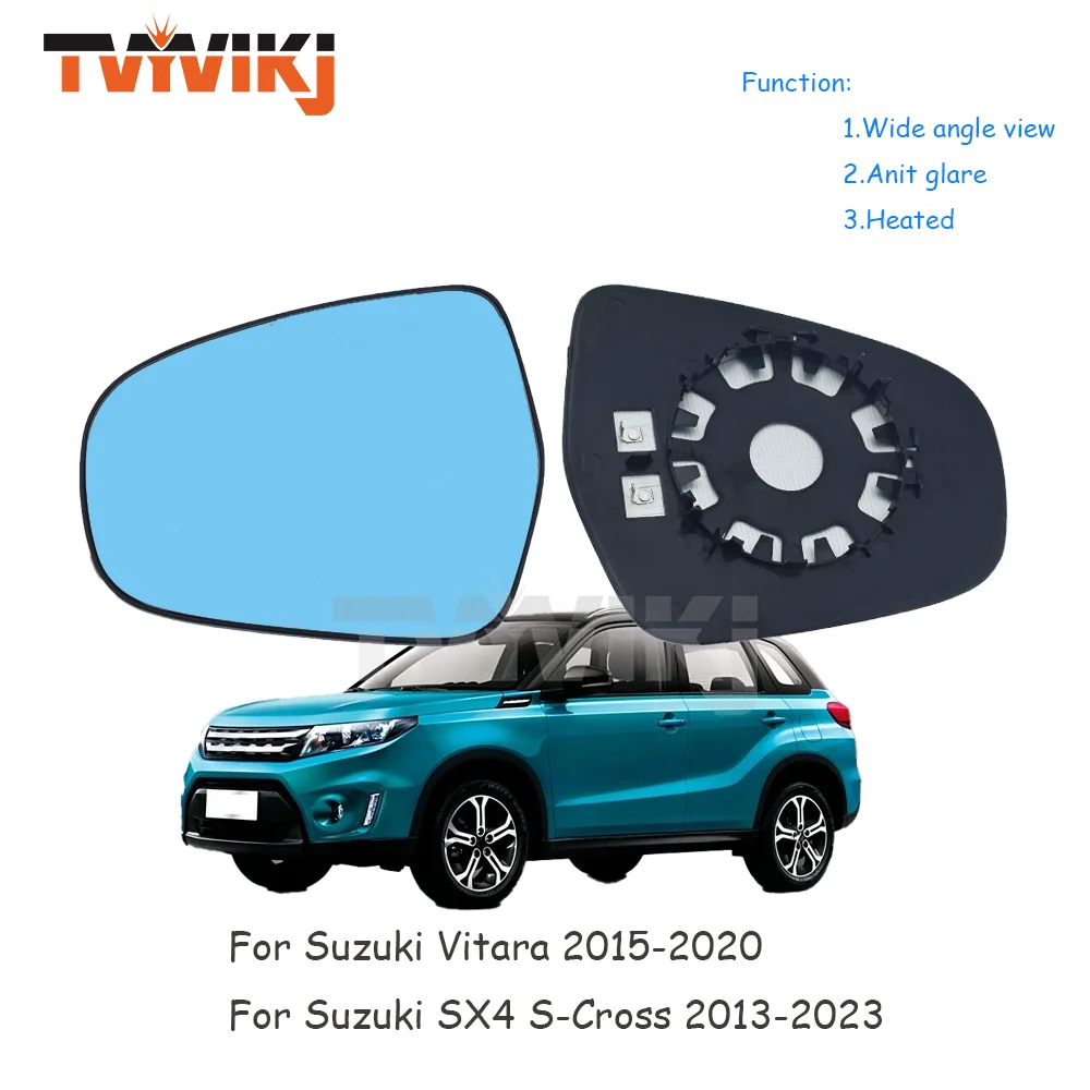 TVYVIKJ Side Rearview Mirror Blue Glass Lens For Suzuki Vitara 2015-2020 SX4 S-Cross 2013-2023 1.4 1.6 Wide Angle anti glare