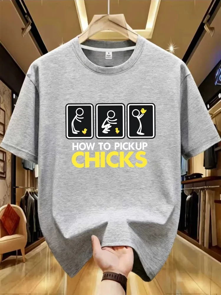 How To Choose Cute Little Chicken T-Shirts? Choose Little Chicken 101 Men Women T-shirt Summer Round Neck Hip-hop Couple's Top