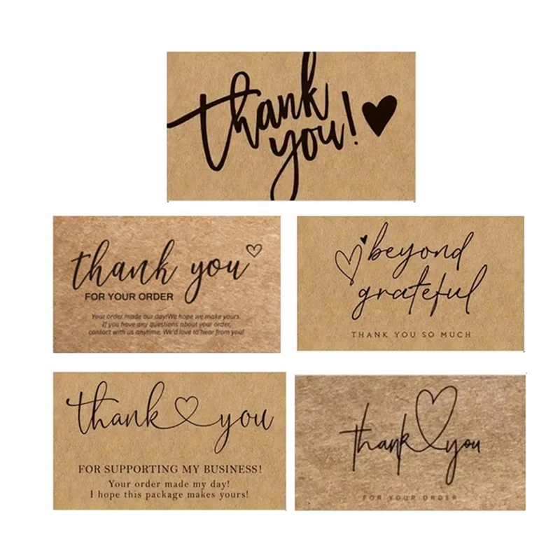 50Pcs Vintage Kraft Paper Thank You Cards Greeting Cards For Teacher's Day And Mother's Day To Express Gratitude
