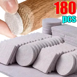 Auto-adesivo Feltro Cadeira Leg Pads, Round and Square Floor Protector, Tabela Pernas Pad Bumper, Anti Slip Mat Móveis, 18 pcs, 180pcs 10 principais vendas argola para cadeira - №4