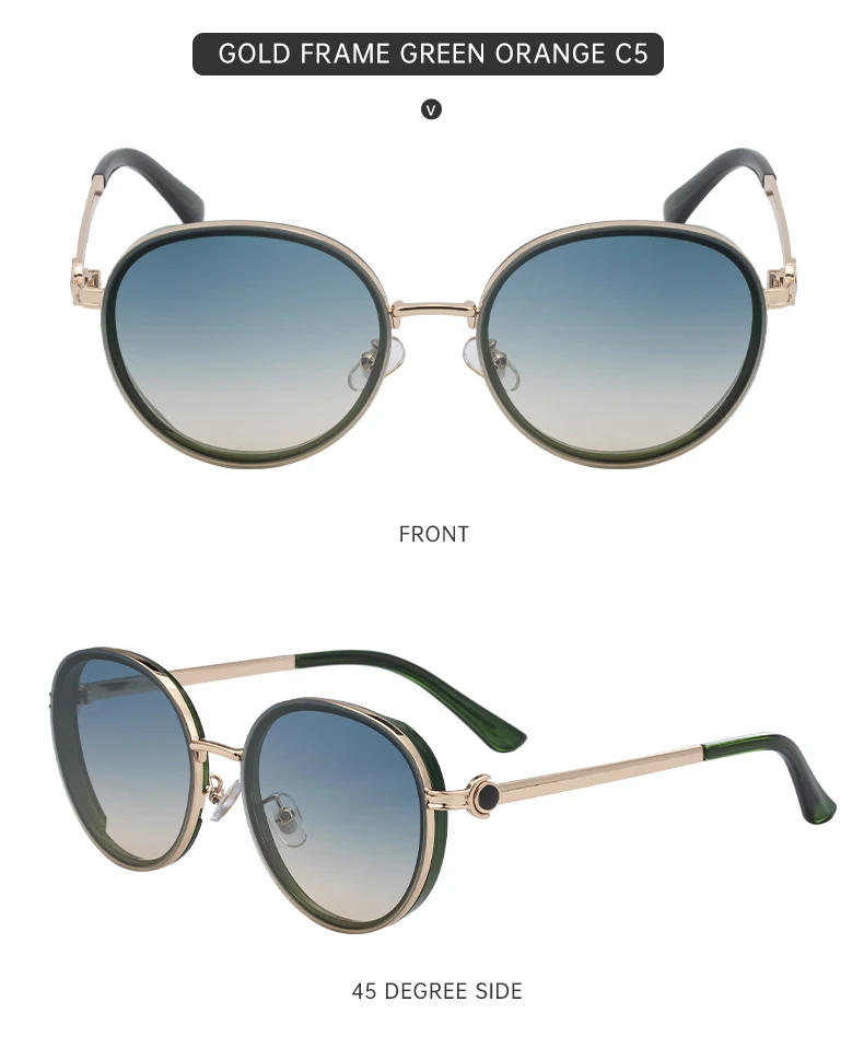 Übergroße runde Sonnenbrille für Damen, 2026, Luxusmarke, klassische Punk-Fahrsonnenbrille für Damen, Vintage-Metallrahmen, Schattierungen, UV400 – Detail 15