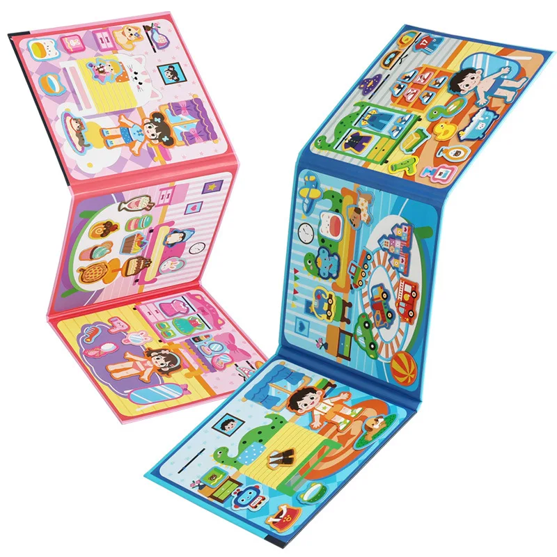 Montessori Dress Up Game Busy Book Quiet Book Paste Learning Educational Toys Children Matching Game Magnet Sticker Book