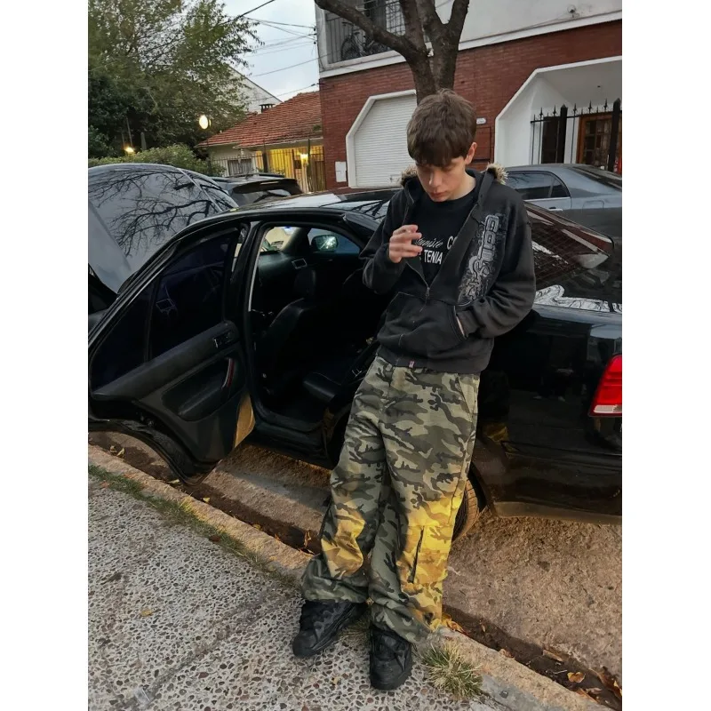 Frühling und Herbst neuer lockerer Strickjacken-Hoodie mit Kapuze, Tarn-Reißverschlussjacke im Paar-Stil