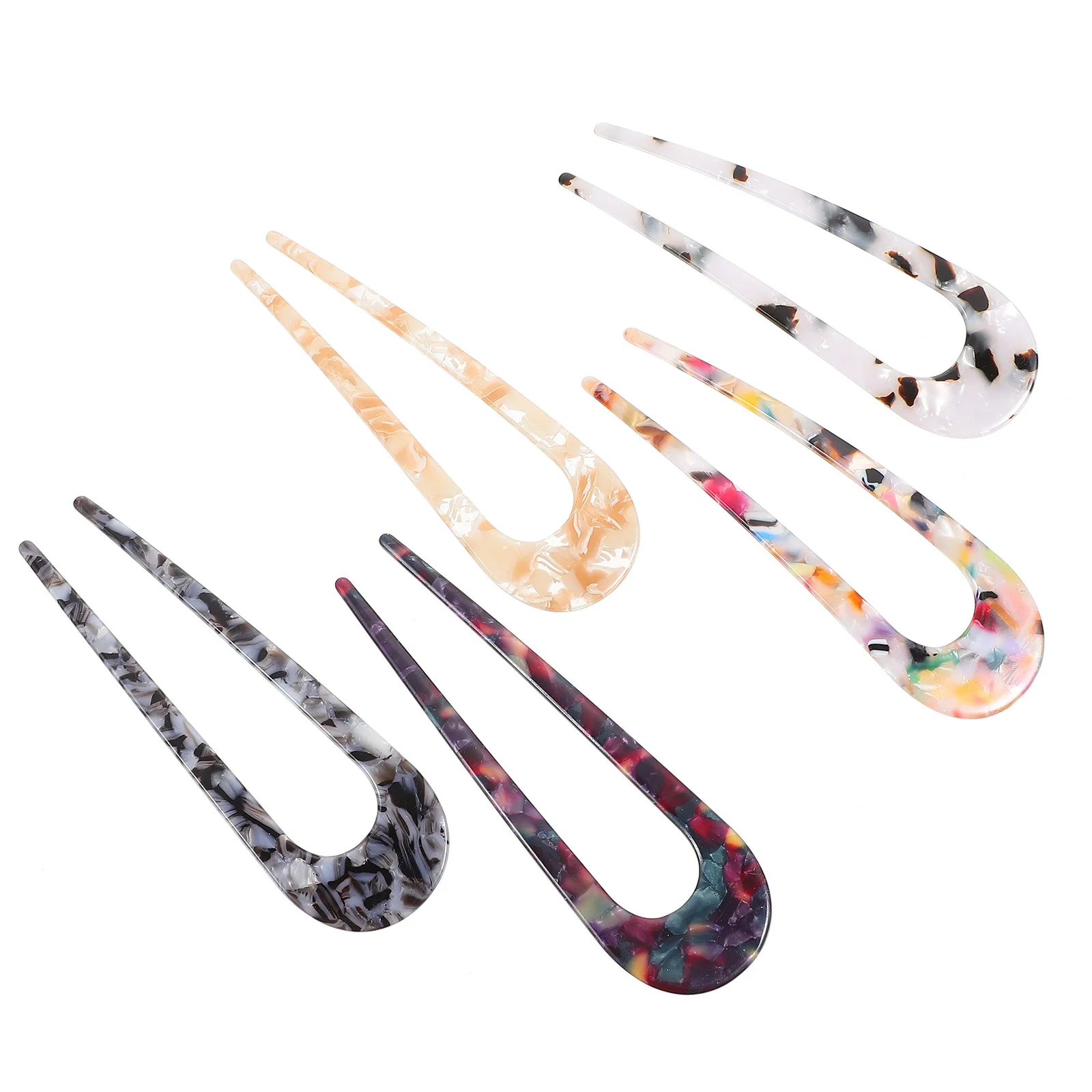 

5Pcs Exquisite U Shape Hair Forks Vintage Acetate Sheet Hairpins Fashionable Women Headwear for Daily Wear Party Elegant Look