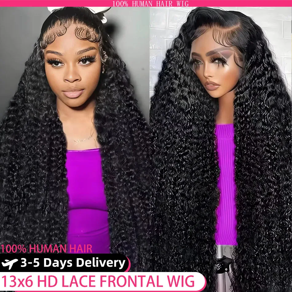 13x6 Deep Wave HD Lace Front Human Hair Wig 200% Density 30-40 Inch