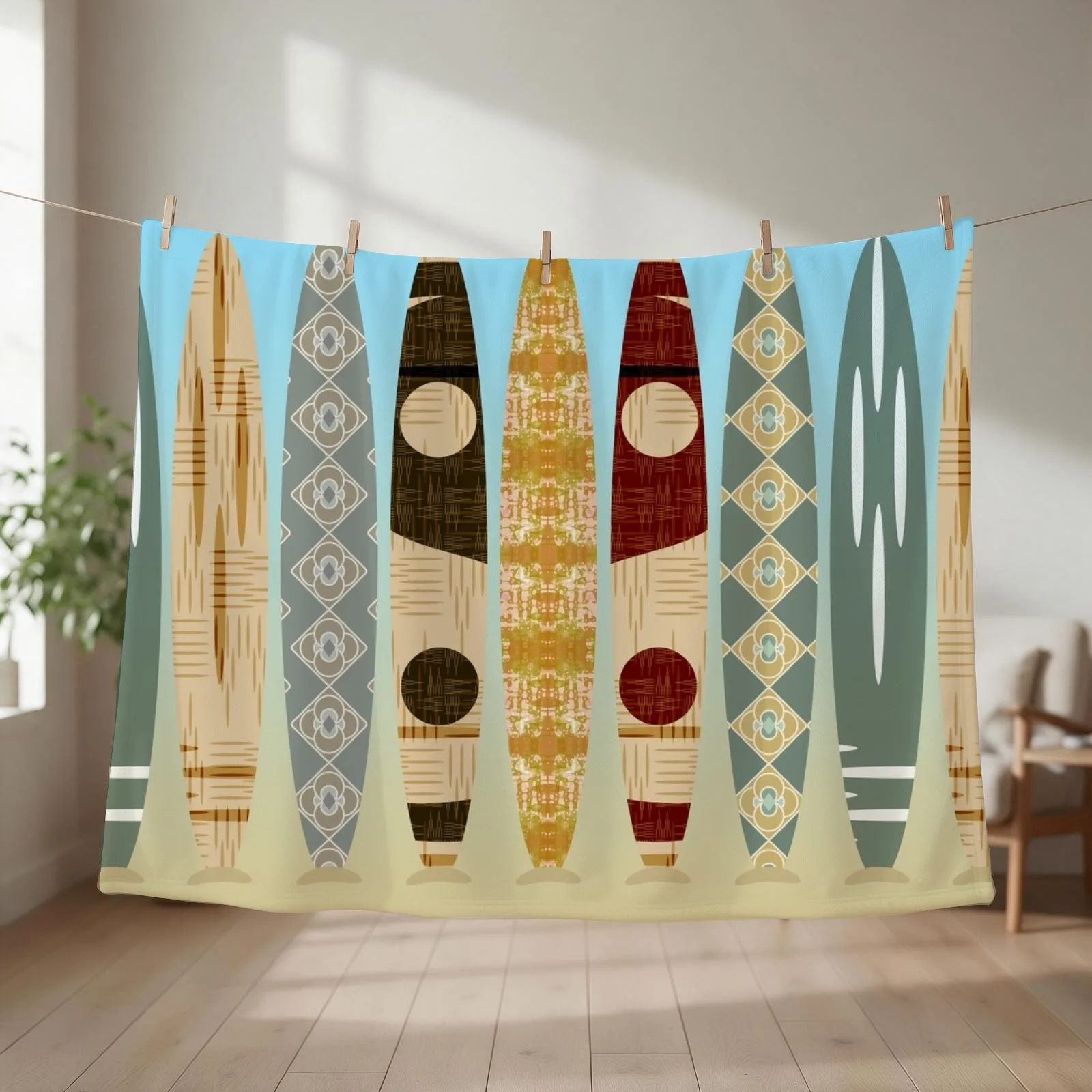 Balancing Surfboards Throw Blanket couch cozy soft plush fuzzy picnic outdoor blanket