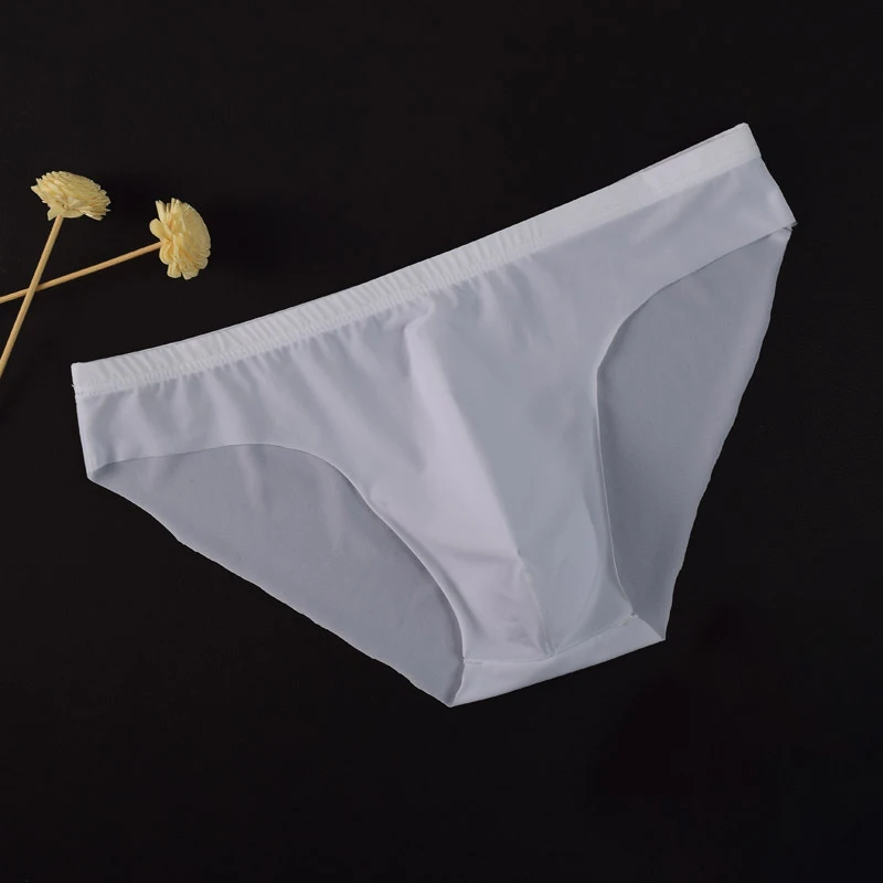 Men Briefs Underpants Underwear See Through Panties Solid Thongs Stretch Bikini Triangle Bulge Pouch Breathable Sexy