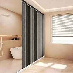 Laminated Imitation Linen Multi-color Large Ring Waterproof Strong Thick Cloth Opaque Shower Curtain, Suitable for Bathroom Use