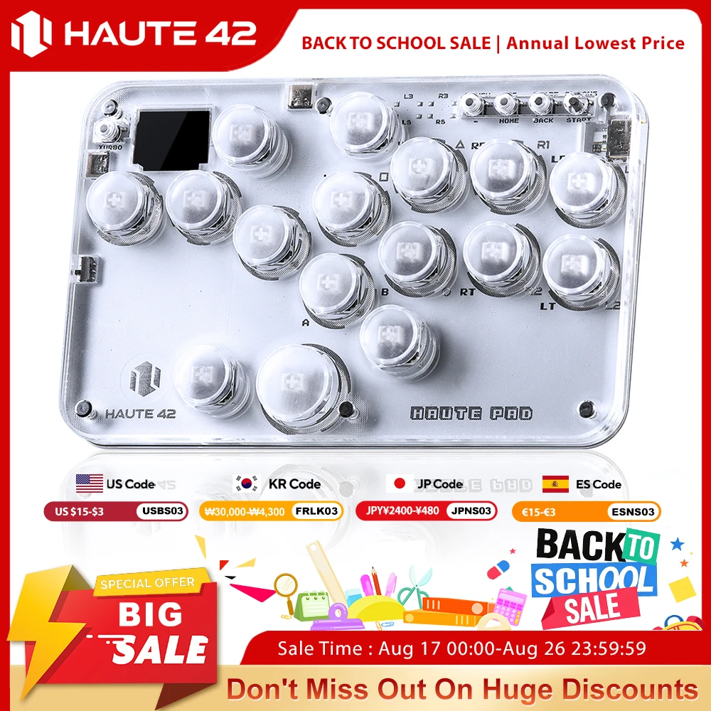 Controle Mini Hitbox Haute42 Sem Alavanca para PC/PS4/PS5, Joystick Arcade Sem Alavanca para Jogos de Luta