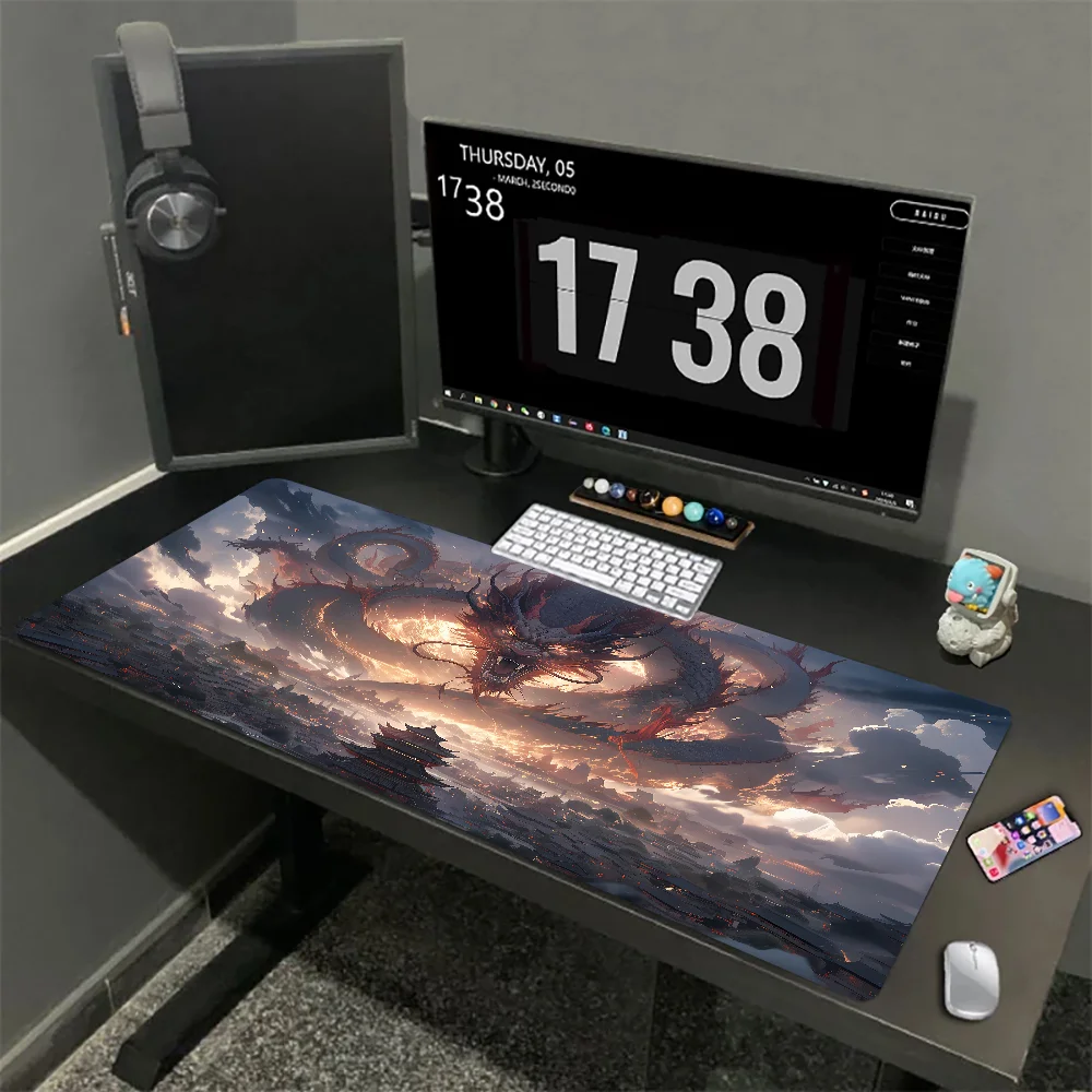 XXL Large Size Japanese Dragon Pc Game Office Mice Pad Gaming Accessories Rubber Desk Mat Art Suture Edges Keyboard Pad Mausepad