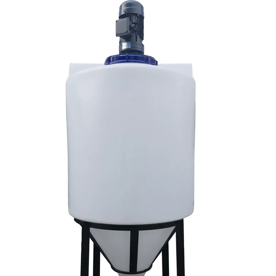 Hot sale plastic water storage conical cone bottom tank chemical dosing mixing tank with agitator