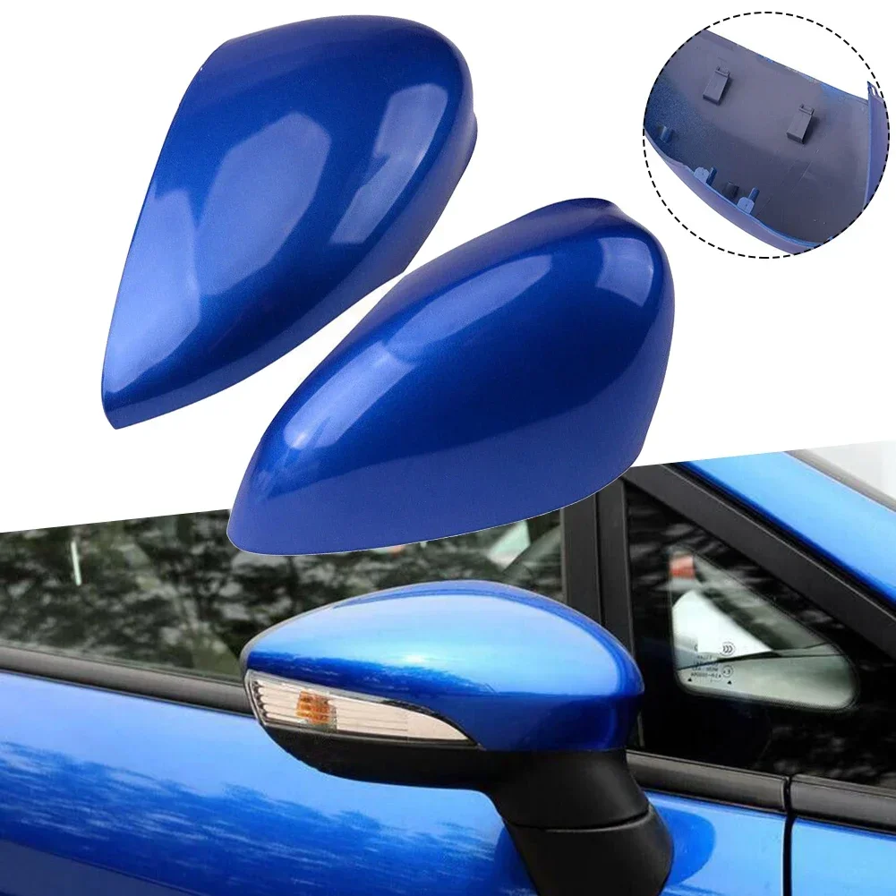 2P Plastic Dark Blue Car Side Wing View Mirror Cap Cover For Ford Fiesta MK7 2008-2017 Practical Accessories For Vehicles