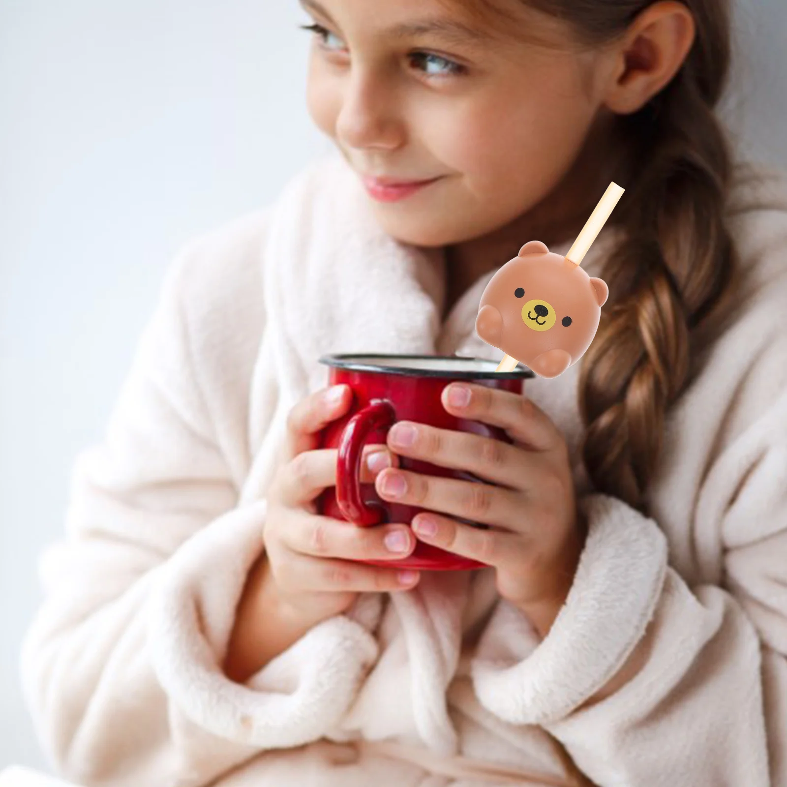 

1Set Sound Effect Animal Straw Cartoon Style Baby Drinking Tool Reusable Smooth Straw Easy Clean Safe Kids Use