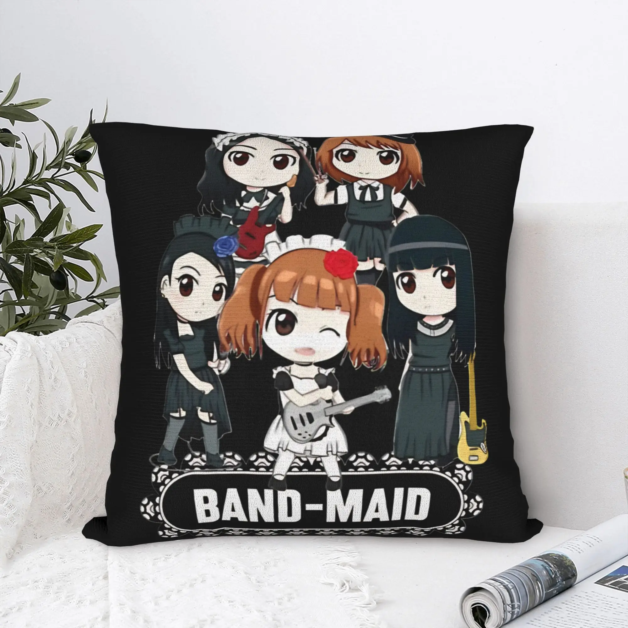 Music Retro Band Maid  Square Pillowcases Polyester Home  Cushion Case Cool Home Decoration Pillowcase 40*40