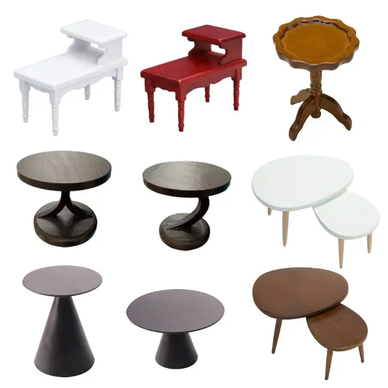 Miniature Double-layer Coffee Table Side Table Living Room 1:12 Dollhouse Furniture Home Model Decor Toy Doll House Accessories