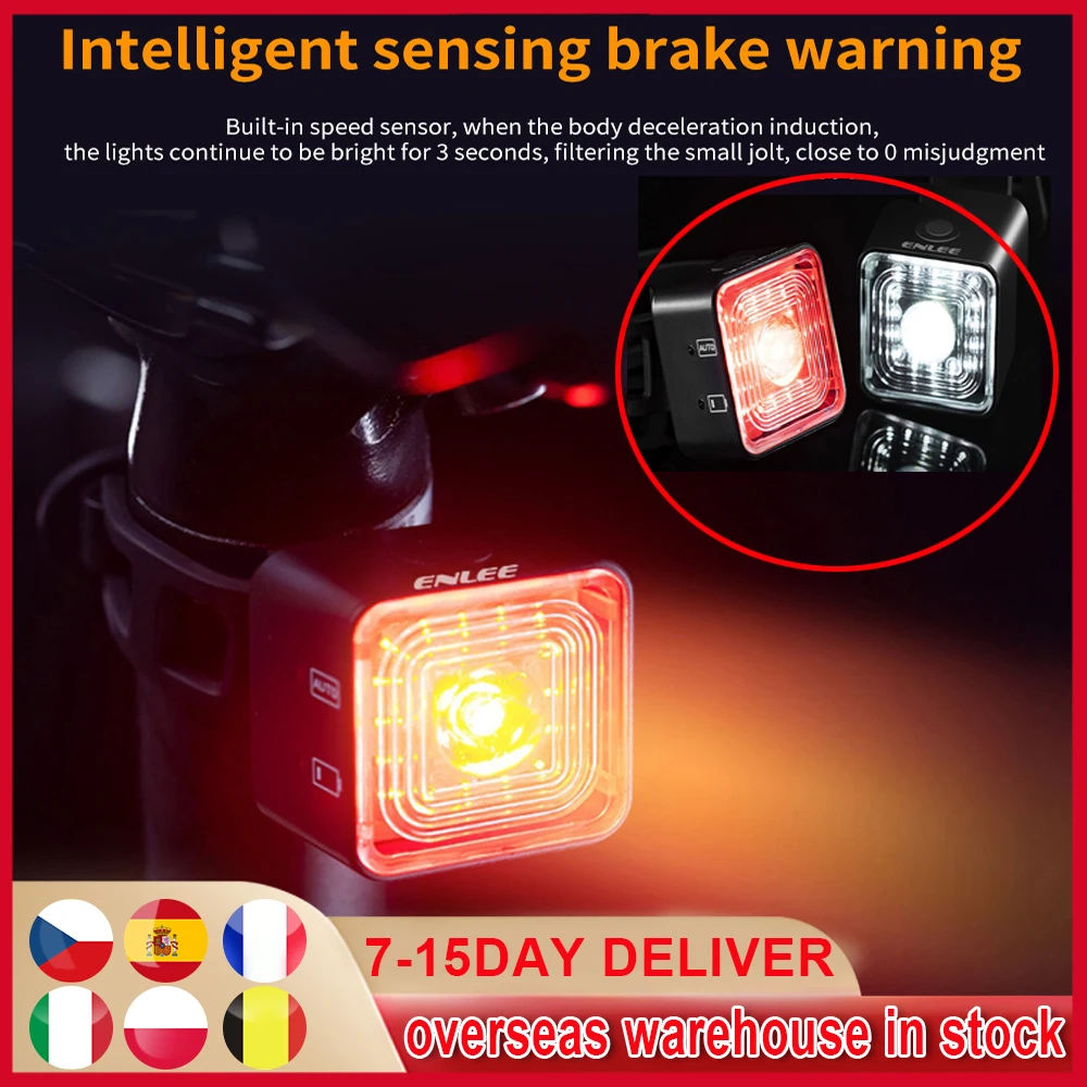 Bicycle Smart Brake Sensing Light Tail Rear Light IP66 Waterproof LED USB Charging Cycling Taillight Bike Rear Light Accessories