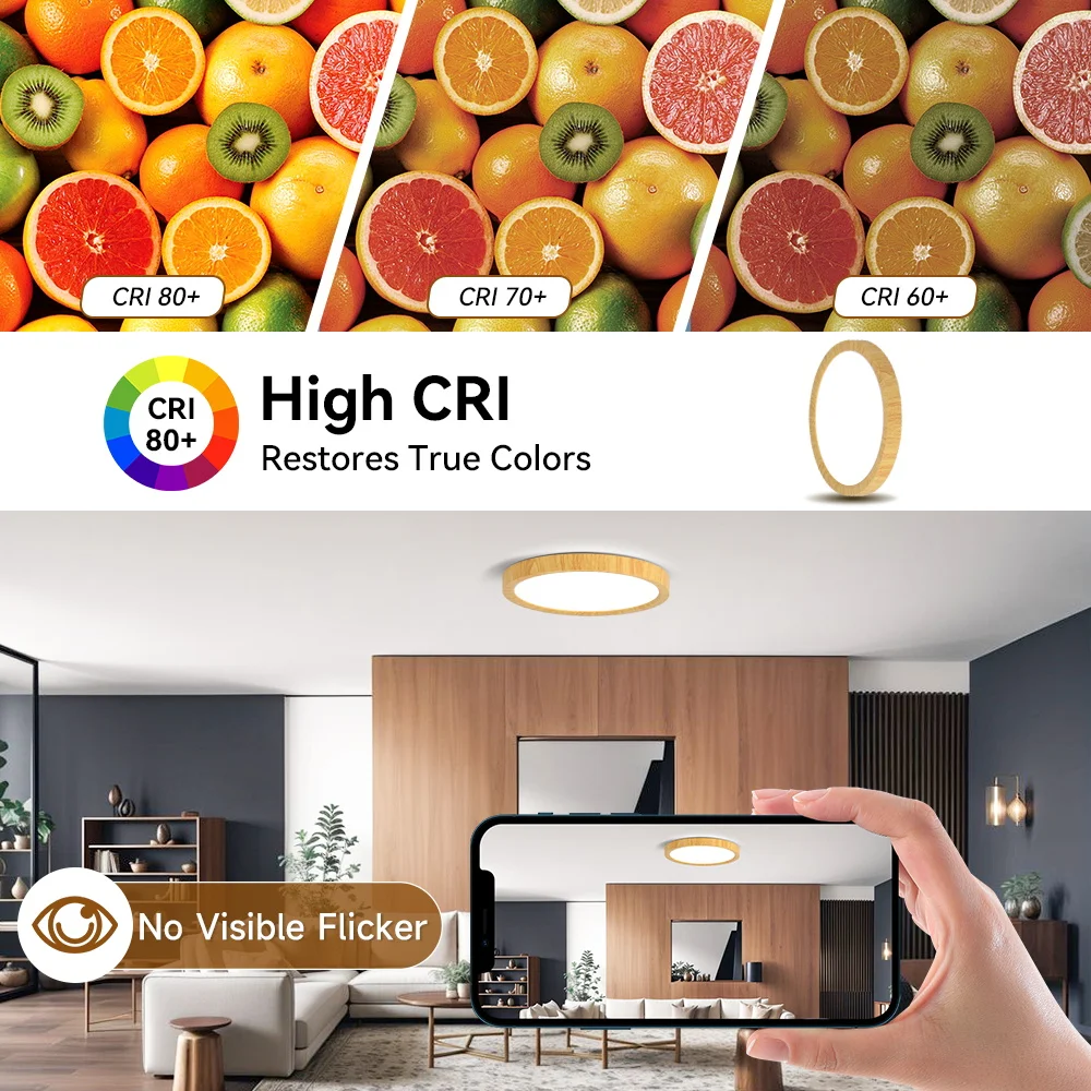 رقيقة جدا LED مصابيح السقف ثلاثي اللون عكس الضوء الخشب الحبوب Led ضوء السقف بريق لوحة أضواء لغرفة المعيشة غرفة نوم المطبخ