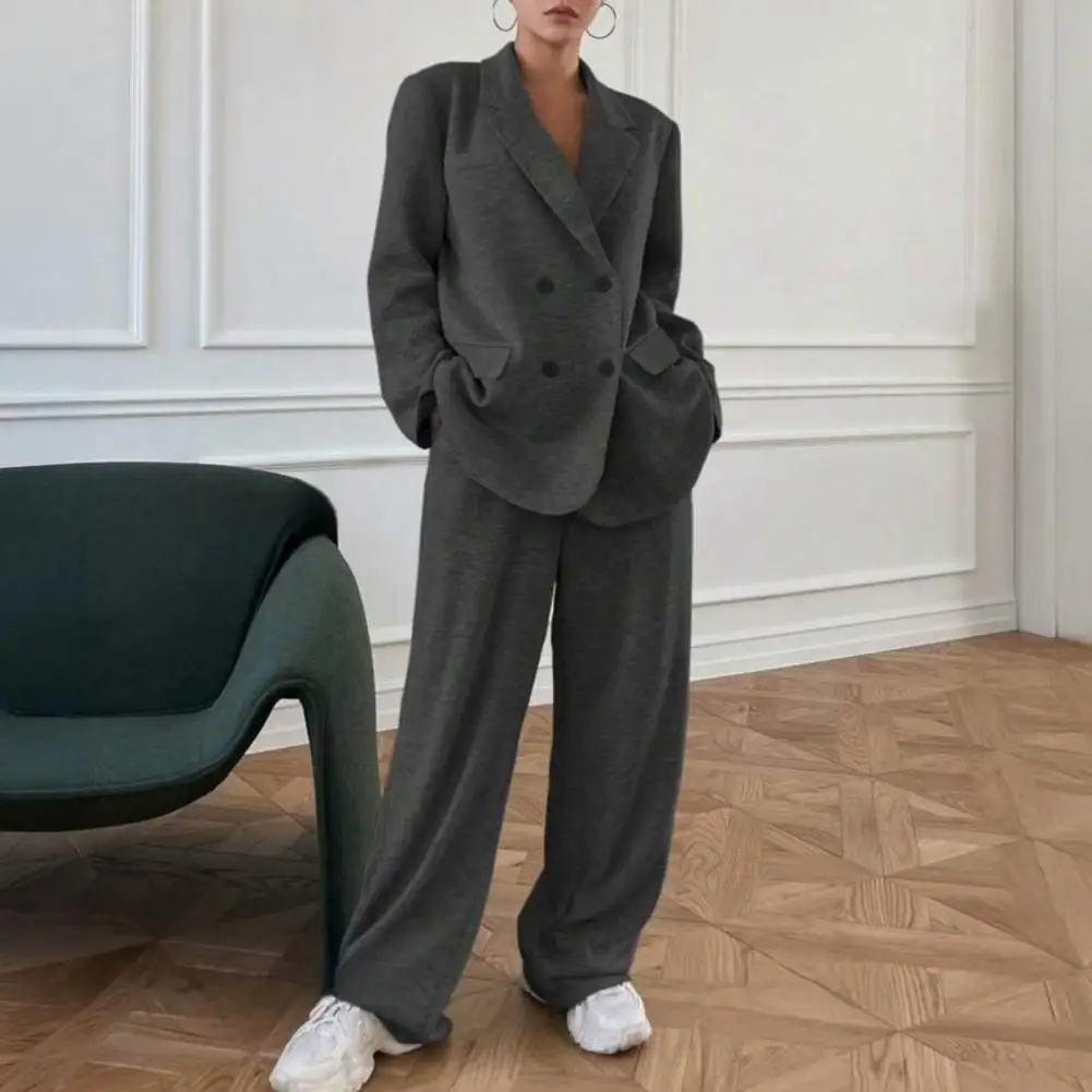 

Женские костюмы, комплект из 2 предметов, большой пиджак, куртка и широкие нарядные брюки, деловой комплект, официальная офисная работа, женская одежда