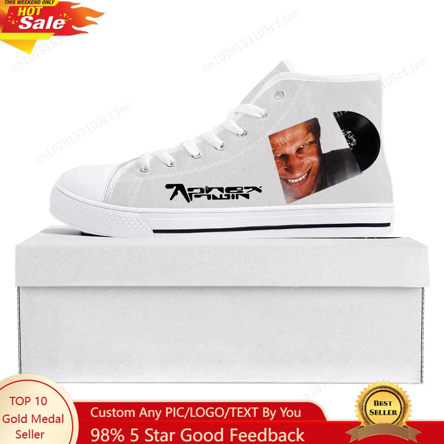 Aphex Twin Electronic Music DJ Mixer High Top High Quality Sneakers Mens Womens Teenager Canvas Sneaker Couple Shoe Custom Shoe