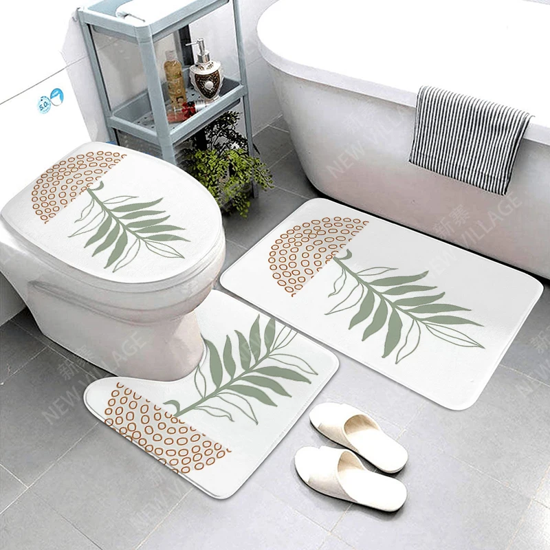 Anti-slip Bath Mat Bathroom Rug Shower Mat Decorative Absorbent Foot Mat Entrance Bathtub toilet rug boho Nordic plant leaf