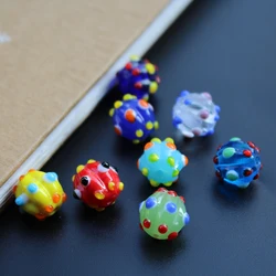 10Pcs 12 13mm Handmade Lampwork Glass beads Pumpkin Shape Multi-Color with Outer Dots Fashion for jewelry Bracelet Necklace maki
