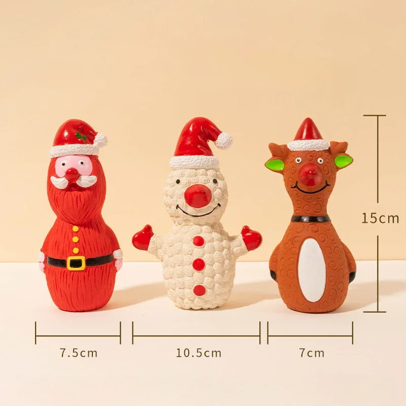 New Latex Dog Toys Christmas Gift Elk Snowman Chew Pet Rubber Vocal Toy Grinding Teeth Cleaning Small Large Dog Interactive Toy