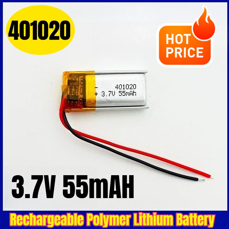 

401020 3.7V 55mAH Rechargeable Polymer Lithium Battery