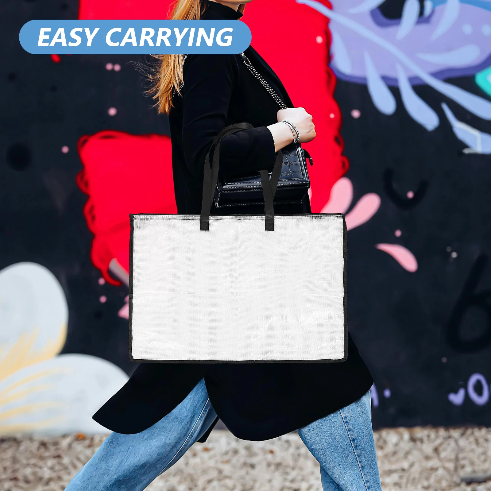 

Clear Plastic Poster Storage Bag 24X36 Inch Large Capacity Artwork Organizer Handle Zipper Portfolio Case For