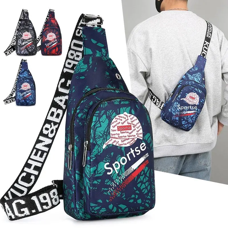 Rilibegan Men Crossbody Bag Leisure Single Shoulder Sports Chestbag Oxford Men Chest Bag Multifuctional Storage Bags