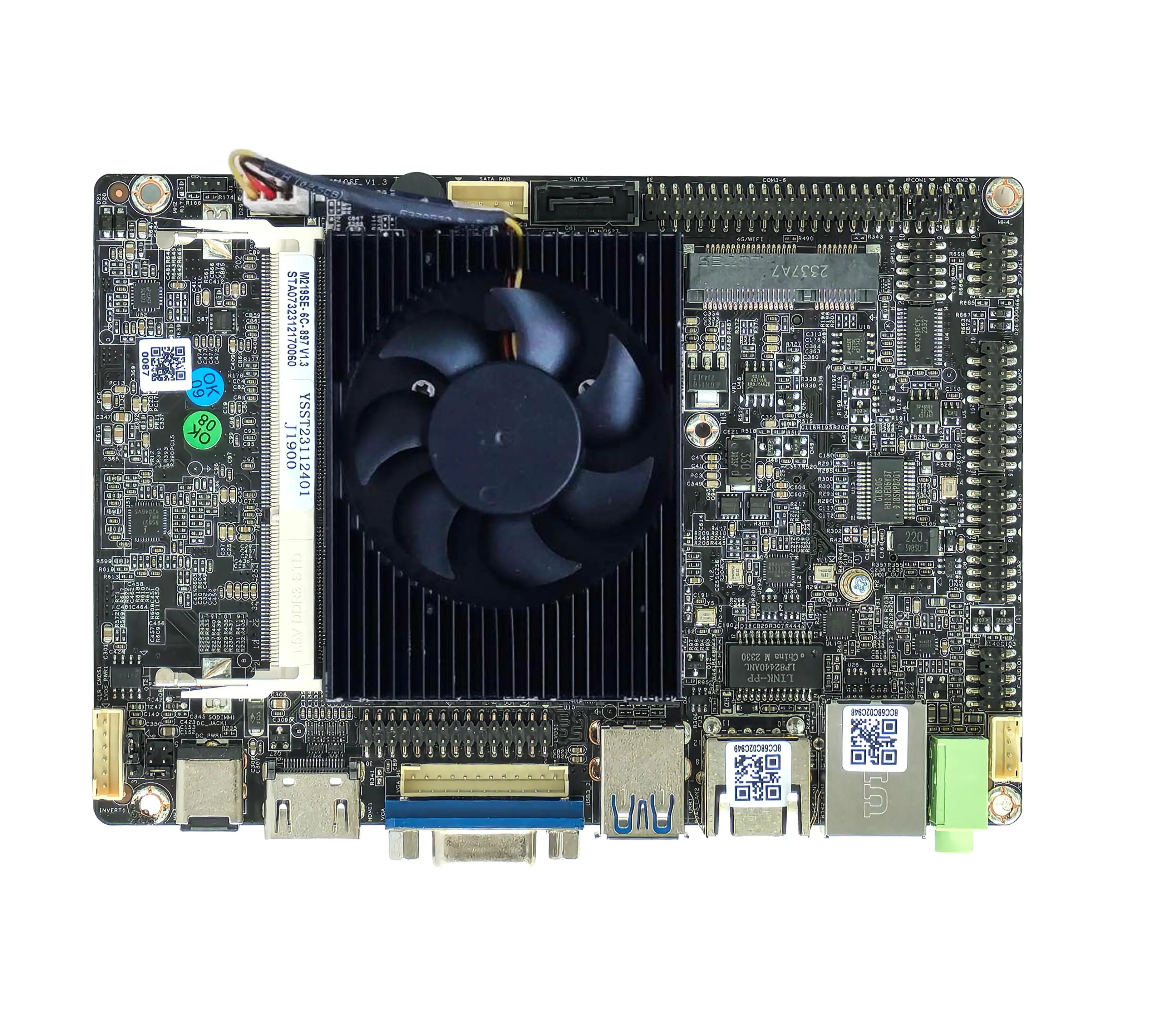 Fanless or with Fan 3.5-inch Cpu Motherboard M219SE with Celeron J1900 6*COM RS232 1/2*LAN 1*USB3.0  5/7*USB2.0 Dual Display