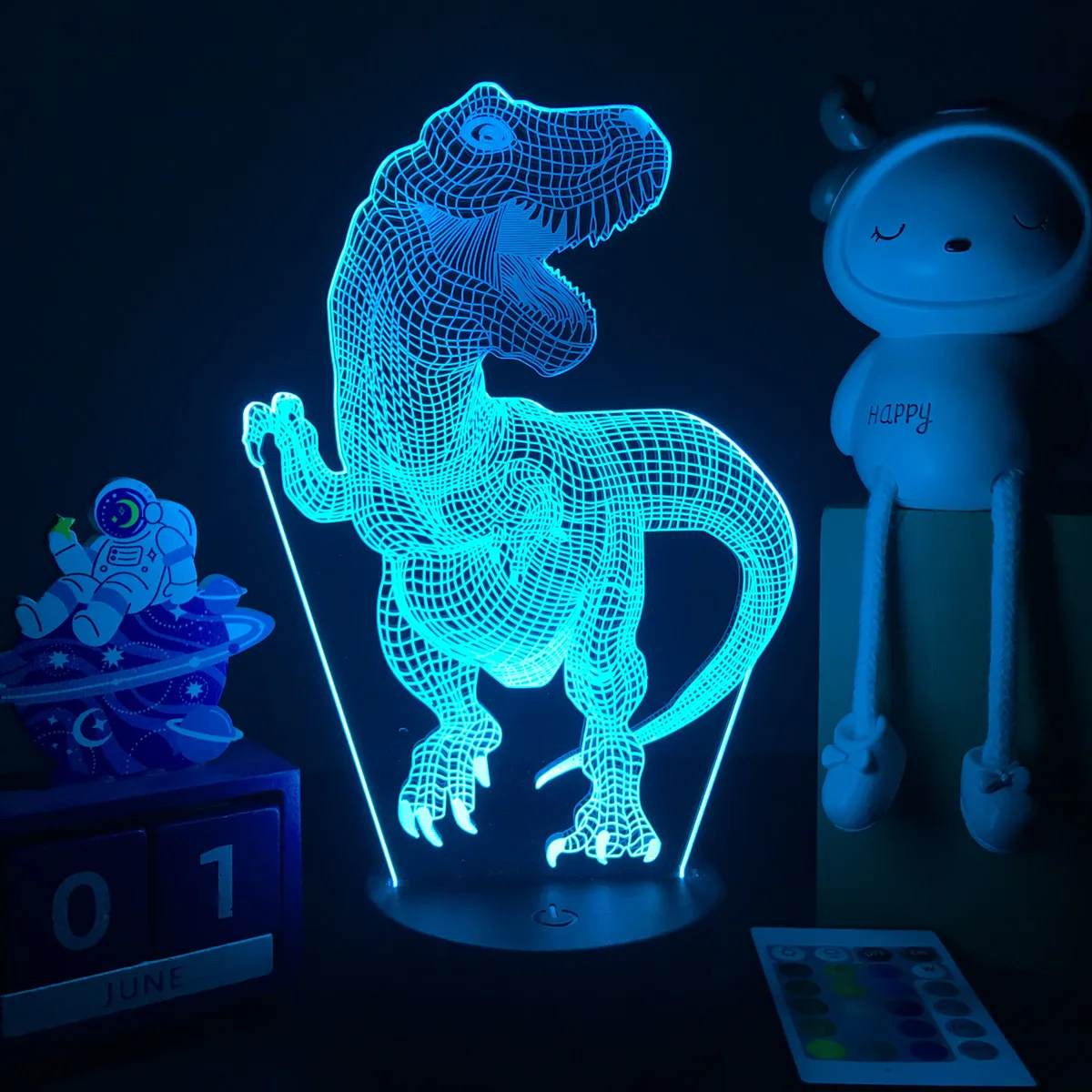 3D LED Dinosaur Nightlight For Kids Child Bedroom Decor Birthday Gifts Bedside Lamp Spinosaurus Figure Room Decoration