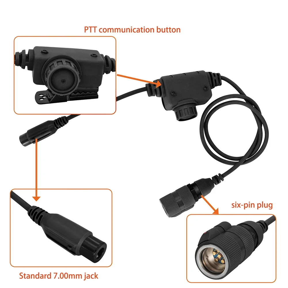 Tactical Ptt 6 Pin U94 PTT for PRC-163/148/152 Harris Military Radio Non-Functional Walkie Model for ShootingTactical Headset