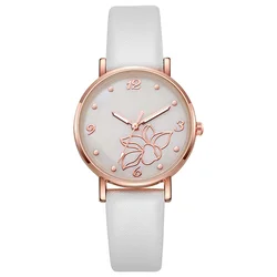 Womens Watches Fashion Round Dial Clock Ladies Quartz Watch Simple Leather Women Wristwatch Montre Femme Relogio