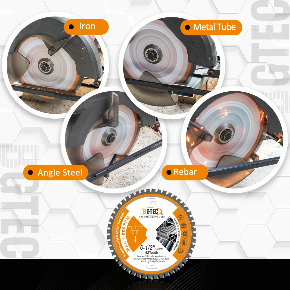 BGTEC 1/3/5pcs TCT Saw Blade 165mm FTG 48 Carbide Teeth Cutting Disc Iron Metal Angle Steel Tube Rebar Noise Reduction 20mmArbor
