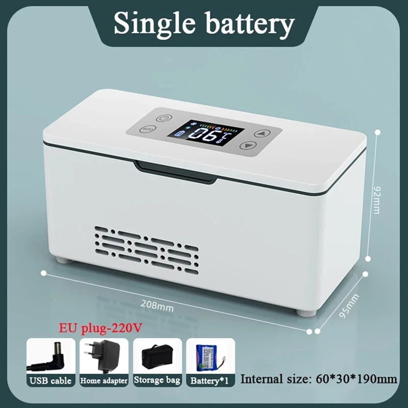 BAAG-Rigorifero portatile per auto Crescita delle farmaci Ormone Interferon Insulina Ricarica USB Termostato Mini frigorifero Spina UE
